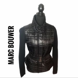 Marc Bouwer Black Quilted, Belted Jacket